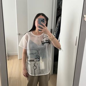 Peter Do CAR BLUEPRINT SPACER CREASED LOGO T-SHIRT